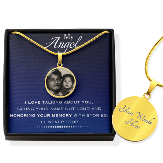 CUSTOM "MY ANGEL" PHOTO ROUND NECKLACE