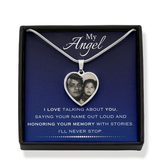 CUSTOM "MY ANGEL" PHOTO HEART NECKLACE